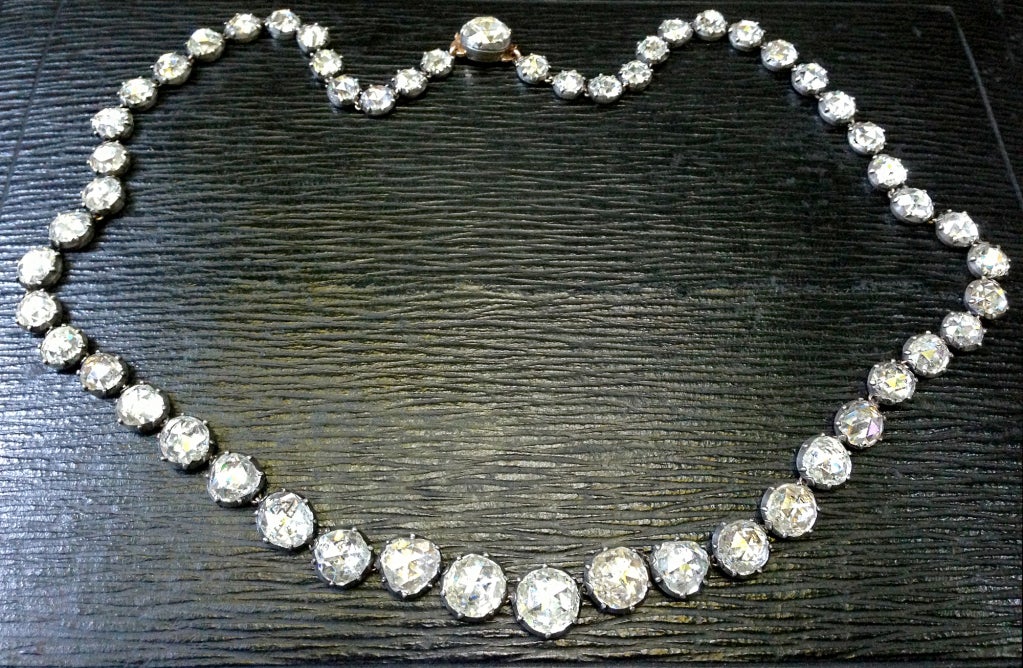 18th Century Rose Cut Diamond Rivière Necklace In Good Condition In Austin, TX