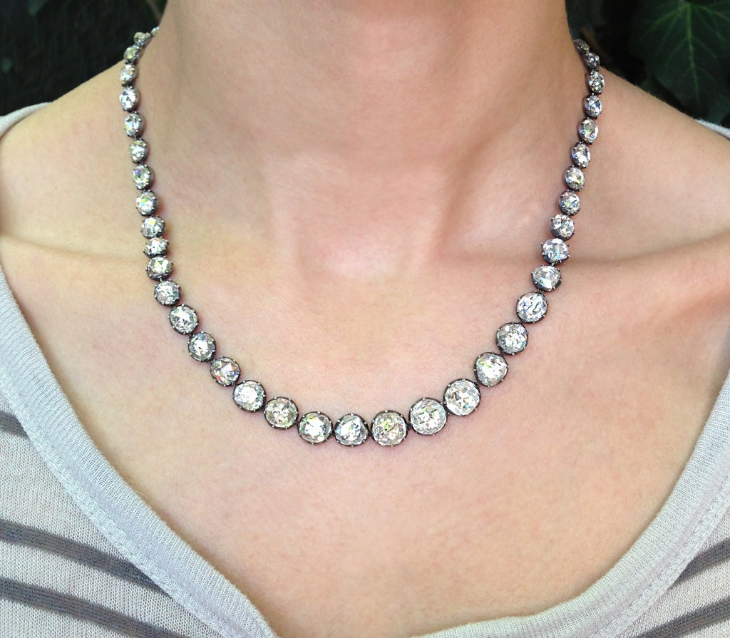 Women's 18th Century Rose Cut Diamond Rivière Necklace