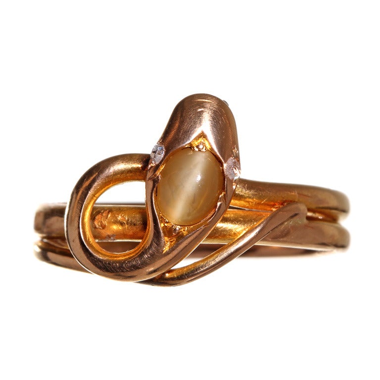 Victorian Cats Eye Chrysoberyl Snake Ring