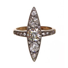 Edwardian Navette Cluster Diamond Ring