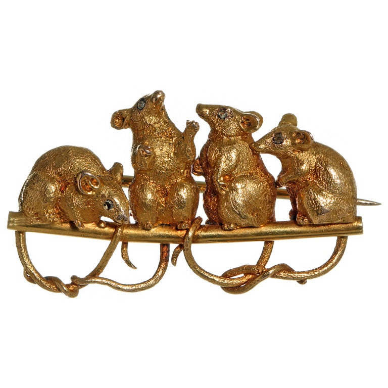 19th Century Boxed Mouse Brooch by Child and Child For Sale