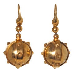 Victorian Snake and Mace Gold Earrings