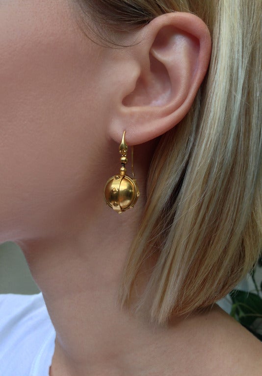 Victorian Snake and Mace Gold Earrings at 1stDibs