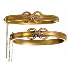 Antique Matched Pair of Victorian Bangle Bracelets with Pearls