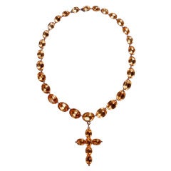 Georgian Topaz Paste Necklace and Cross