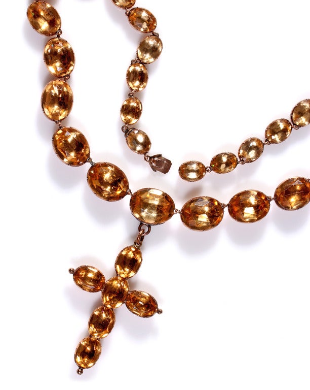 Georgian Topaz Paste Necklace and Cross