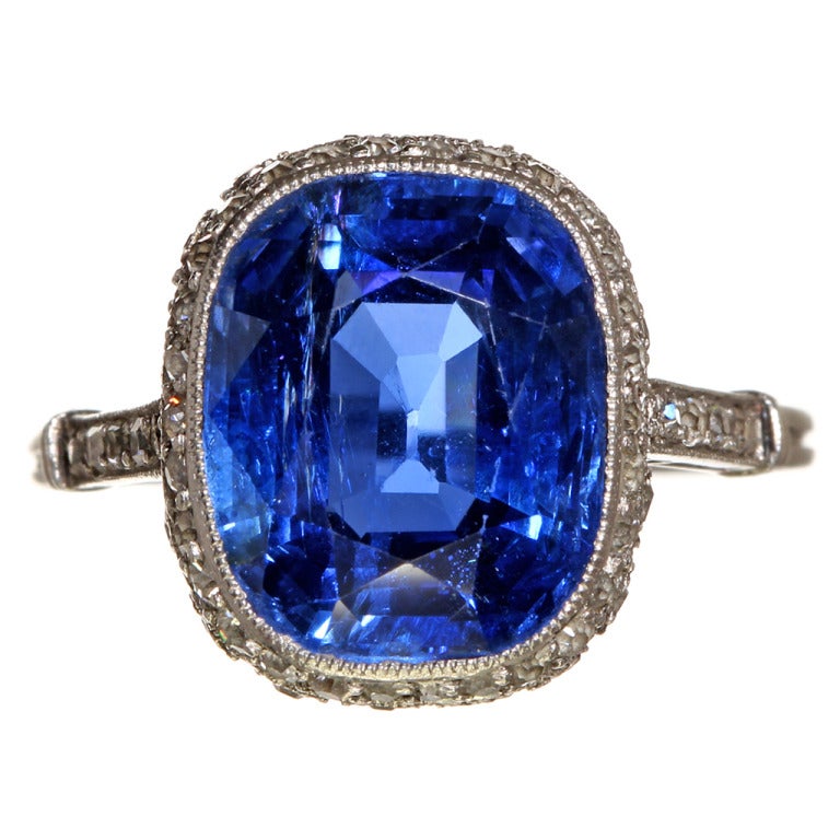 French Belle Epoque Natural Sapphire And Diamond Ring