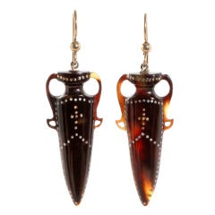 Antique Victorian Piqué Amphora Earrings