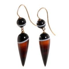 Victorian Banded Agate Teardrop Earrings