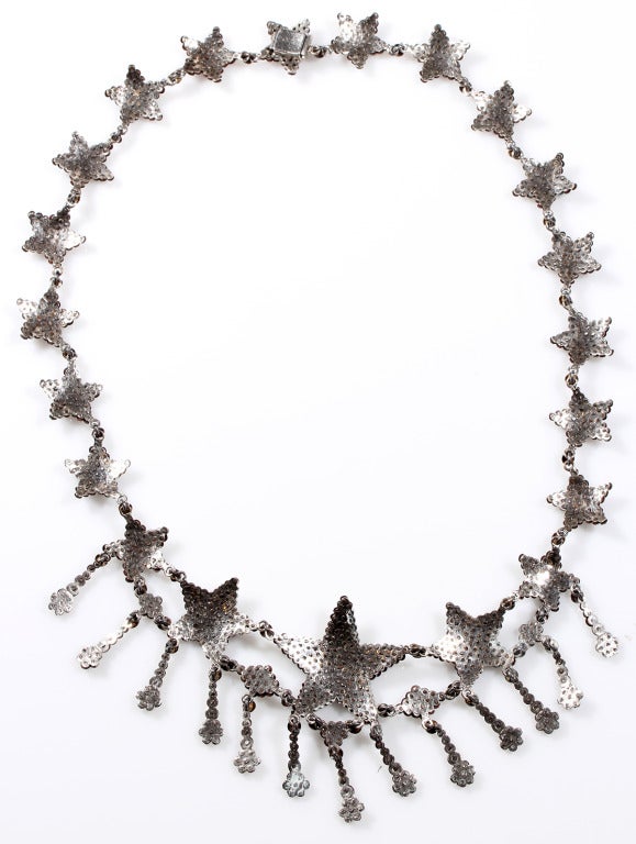 Victorian 19th Century Cut Steel Star Necklace