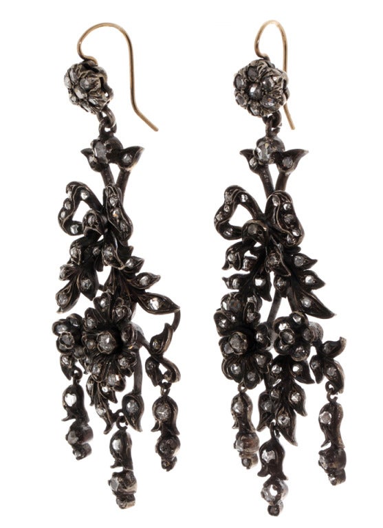 Victorian Era Naturalism Movement Diamond Earrings