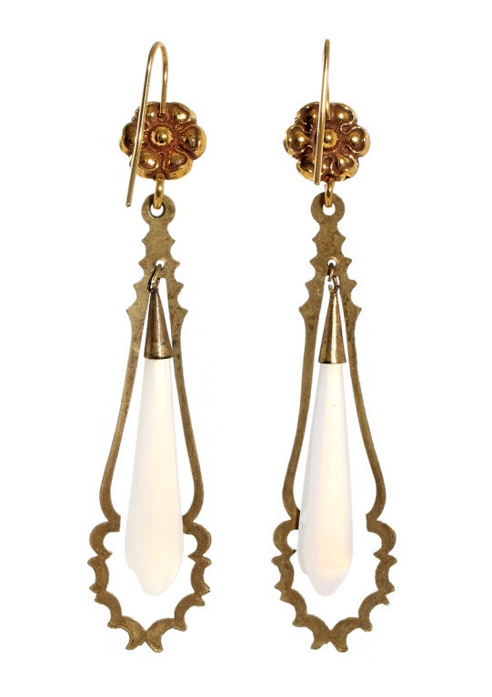 Victorian Early 19th Century French Torpedo Earrings