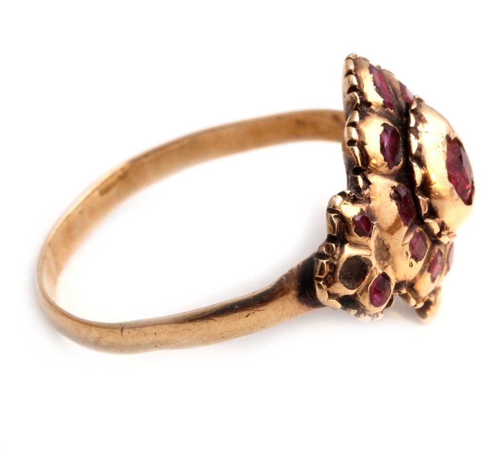 Georgian Witches Heart Garnet Ring For Sale