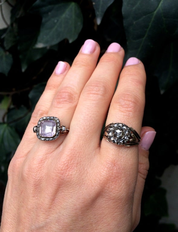 Women's Georgian Pink Topaz & Diamond Ring