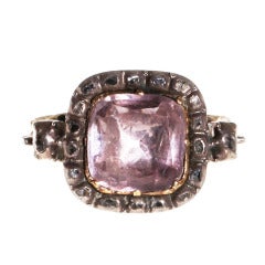 Georgian Pink Topaz & Diamond Ring