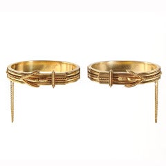 Matched set of Gold Victorian Buckle Bangles