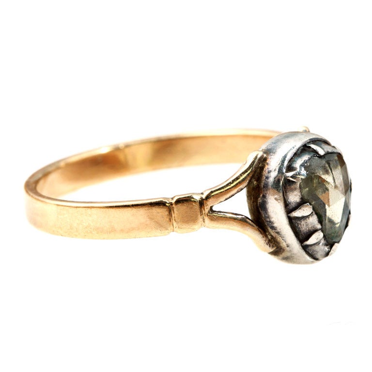 Georgian Era Pear-Shaped Rose Cut Diamond Solitaire Ring