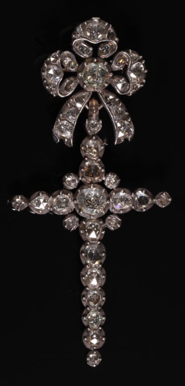 18th Century Rose Cut Diamond Cross Brooch/Pendant