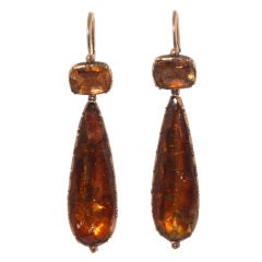 Antique Foiled Rock Crystal Earrings