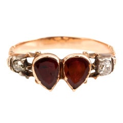 Antique Garnet Double Heart Ring