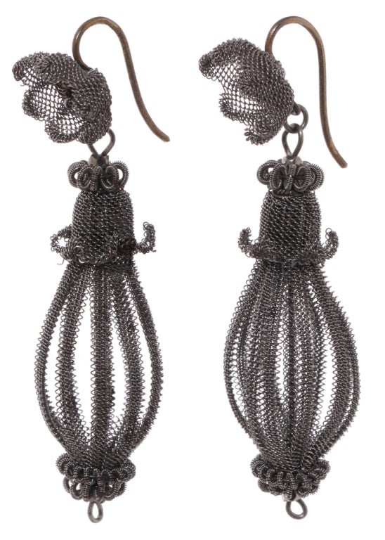 Early 19th Century Prussian-Silesian Iron Wire-Work Earrings