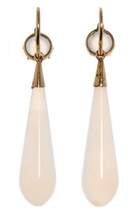 Women's Georgian Chalcedony Torpedo Earrings