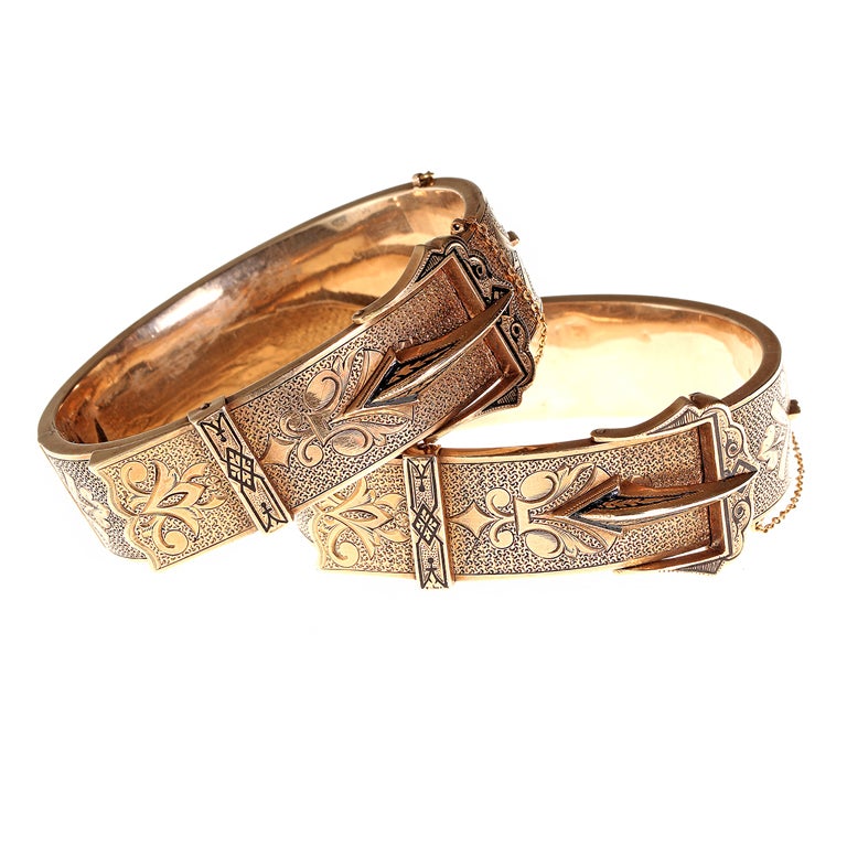 Set of Victorian Gold Buckle Bangles