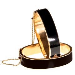 Set of Victorian Black Enamel & Gold Bangles