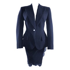 DONNA KARAN WOOL AND LACE SUIT