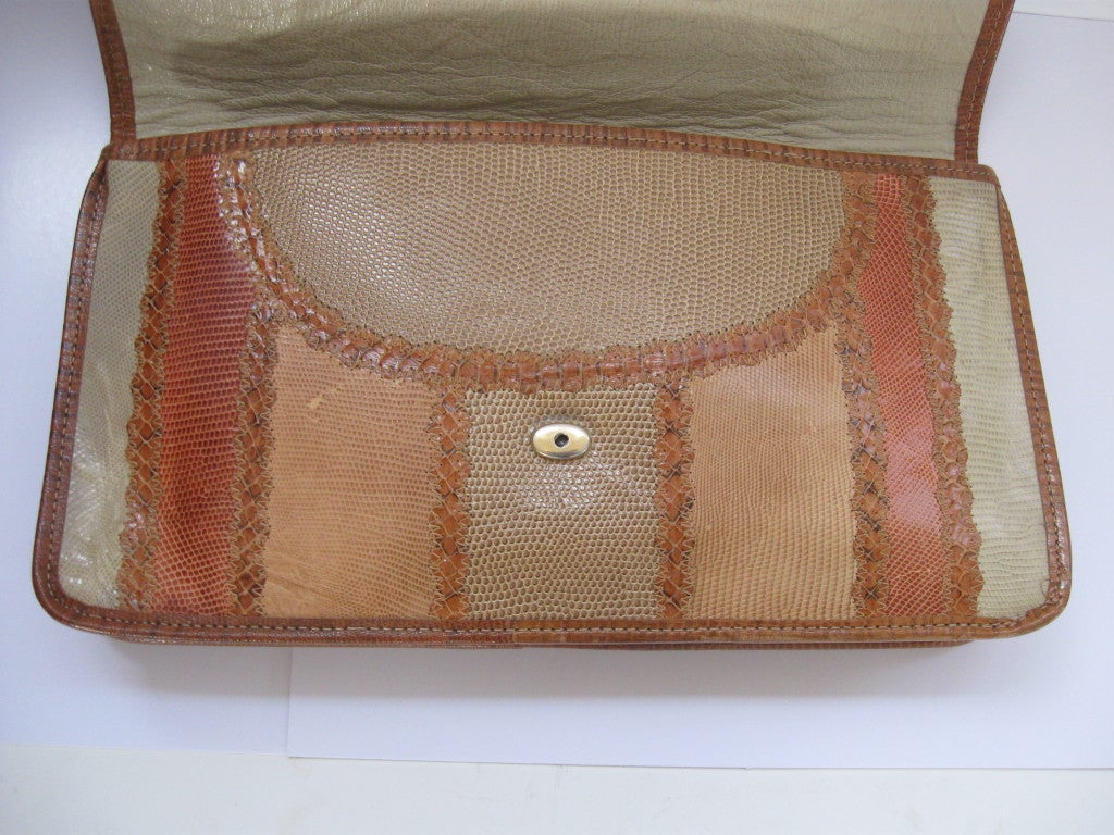 Snakeskin Envelope Clutch Bag By Carlos Falchi In Good Condition For Sale In St.amford , CT
