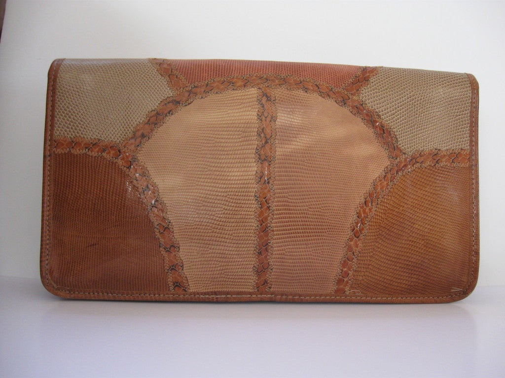 Snakeskin Envelope Clutch Bag By Carlos Falchi For Sale 2