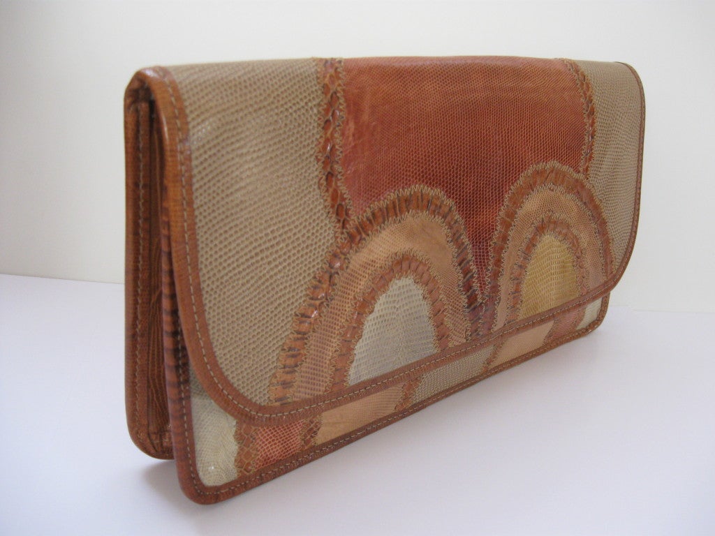Snakeskin Envelope Clutch Bag By Carlos Falchi For Sale 5