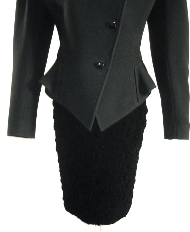 UNGARO WOOL AND VELVET SKIRT SUIT