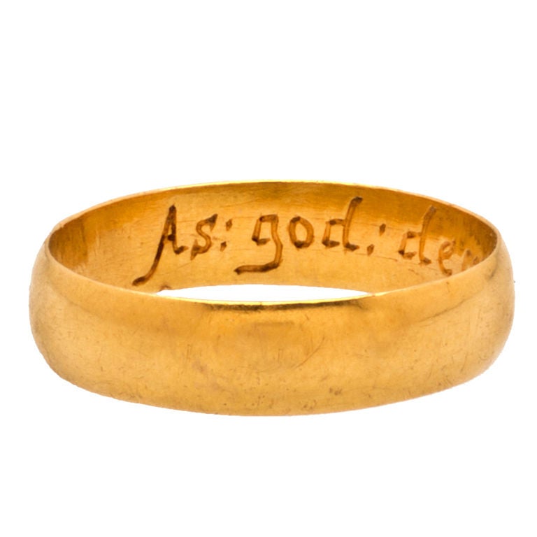 Renaissance Posy Ring "As:God:Decreed:So:We:Agreede" For Sale