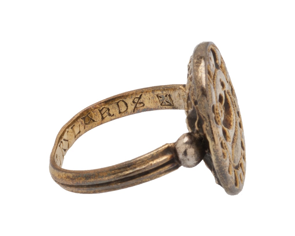 This bezel of this ring is a Gothic seal matrix of the thirteenth or fourteenth century that was combined at a later date (post-Renaissance?) with a hoop in order to transform the matrix into a ring.  To further personalize the ring the hoop was