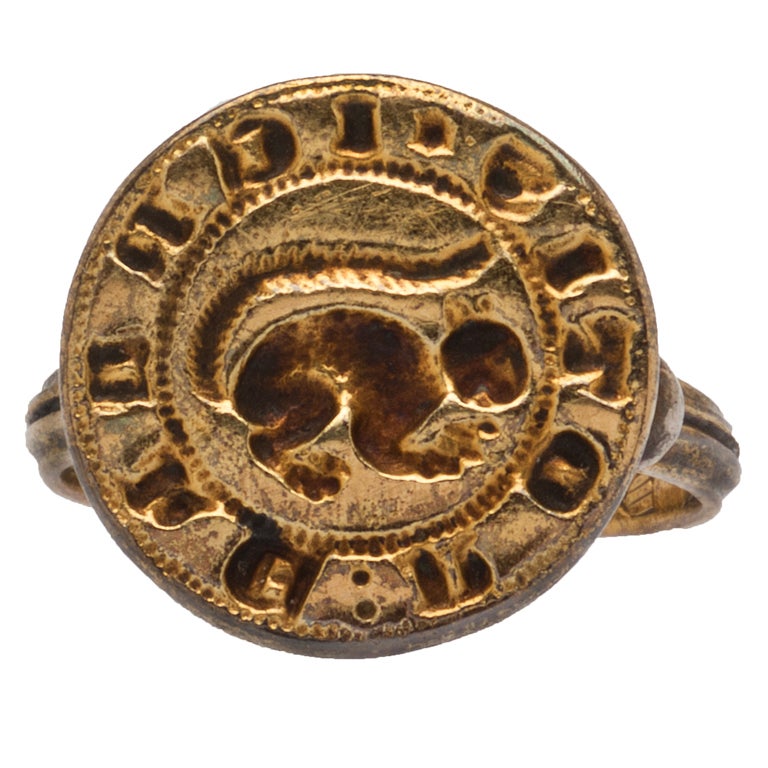 Signet Ring with a Squirrel For Sale