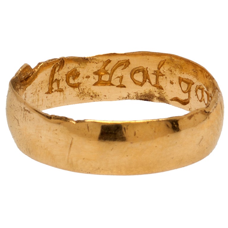 Renaissance Posy Ring "He That Gave This Gives Him Life" For Sale