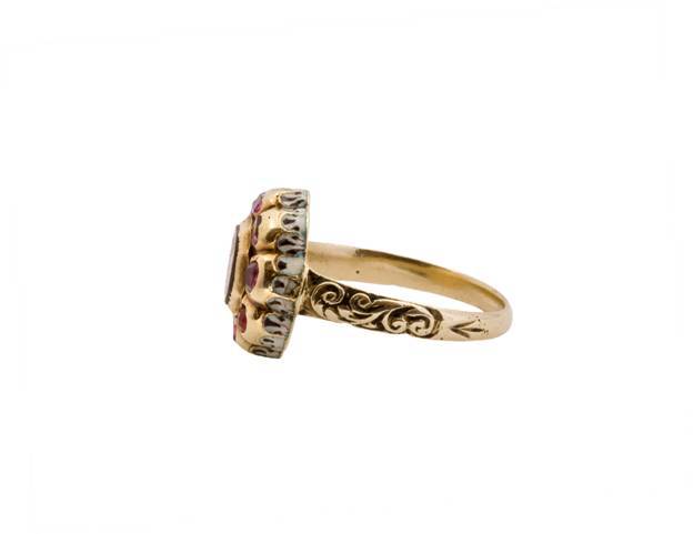 Women's or Men's Baroque Gemstone Ring For Sale