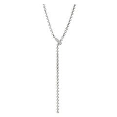 CARTIER White Gold & Diamond Bead 'Y' Necklace