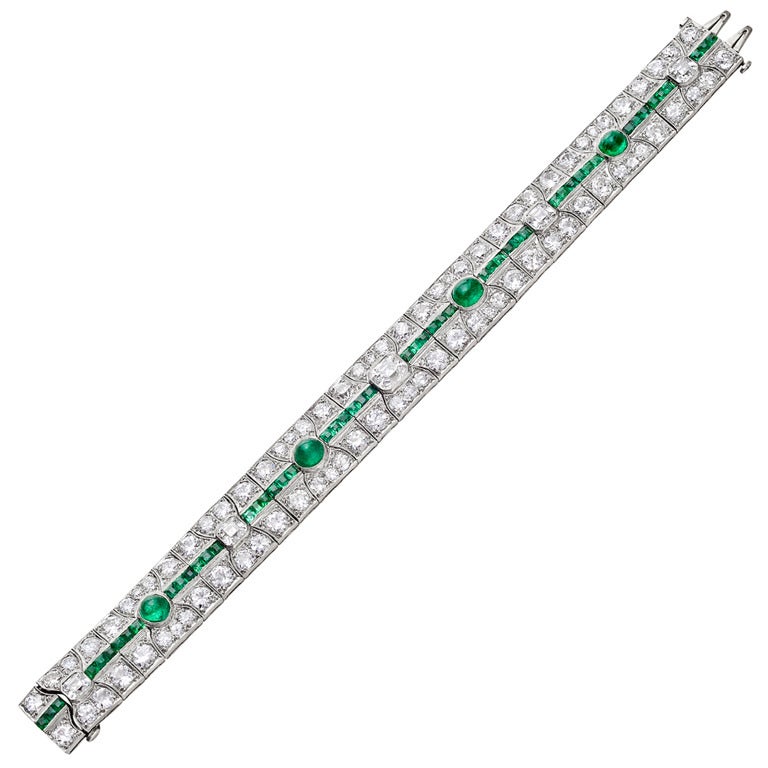 Emerald & Diamond Link Bracelet