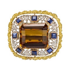 BUCCELLATI Citrine & Sapphire Brooch