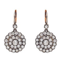 Vintage Diamond Cluster Dormeuse Earrings