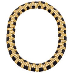 DAVID WEBB Black Onyx & Pavé Diamond Necklace