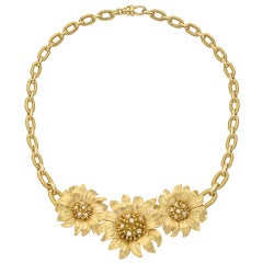 BIELKA Gold & Diamond 3-Daisy Necklace