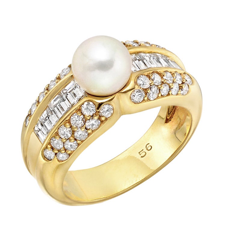 Cartier Cultured Pearl Diamond Dress Ring