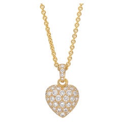 Cartier Pavé Diamond Heart Pendant Necklace at 1stDibs