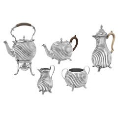 Vintage Victorian Silver "Torchon" Tea and Coffee Service