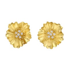 Tiffany & Co. Diamond Gold Alpine Rose Earclips