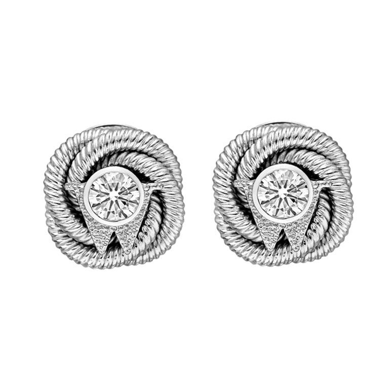 Wellendorff Diamond White Gold "Silk Knot" Earstuds