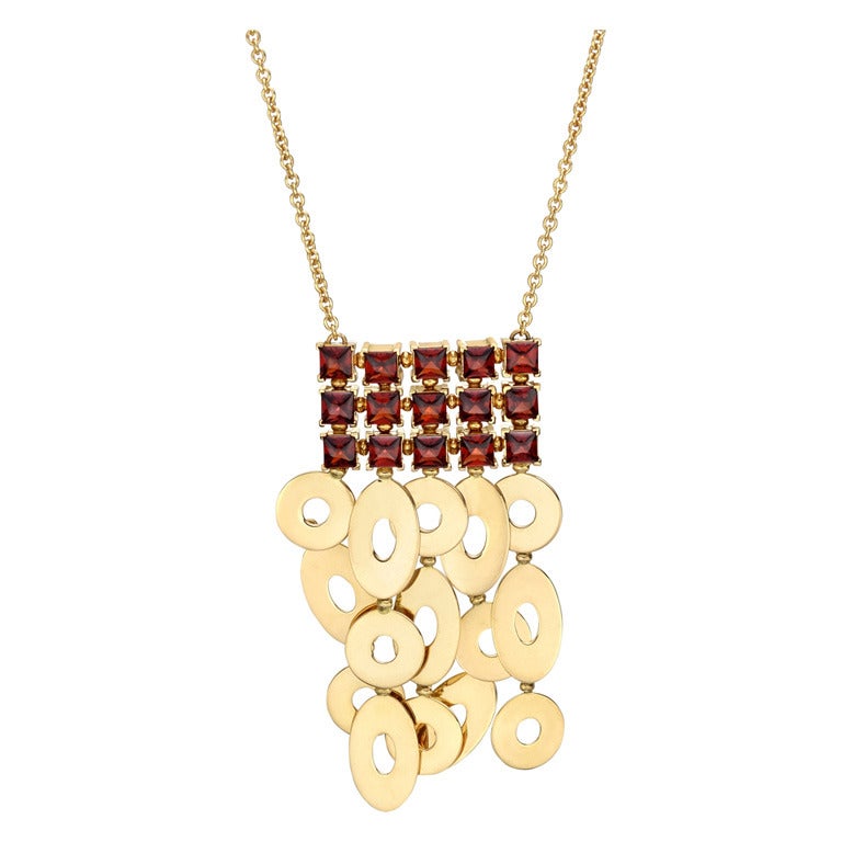 Bulgari Garnet Gold Lucea Pendant Necklace